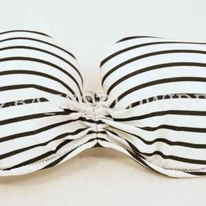 Victoria's Secret Black & White Stripe Flirt Bandeau Swim Top